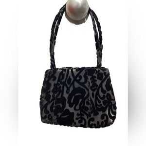 Y2K Vintage Mini Elegant Black Velvet Brocade Handbag
